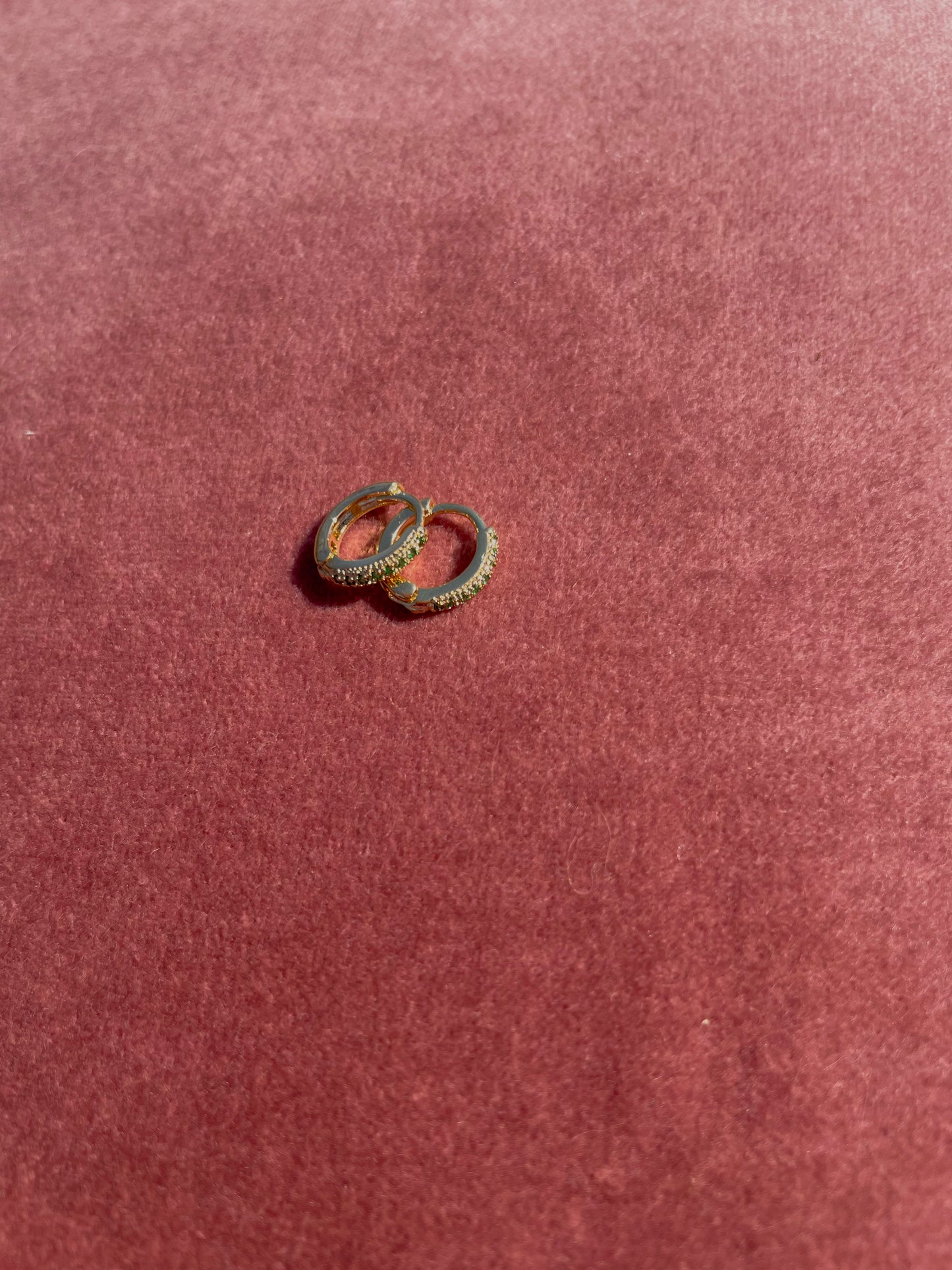 Tiny CZ Emerald 18k Gold Filled Hoops