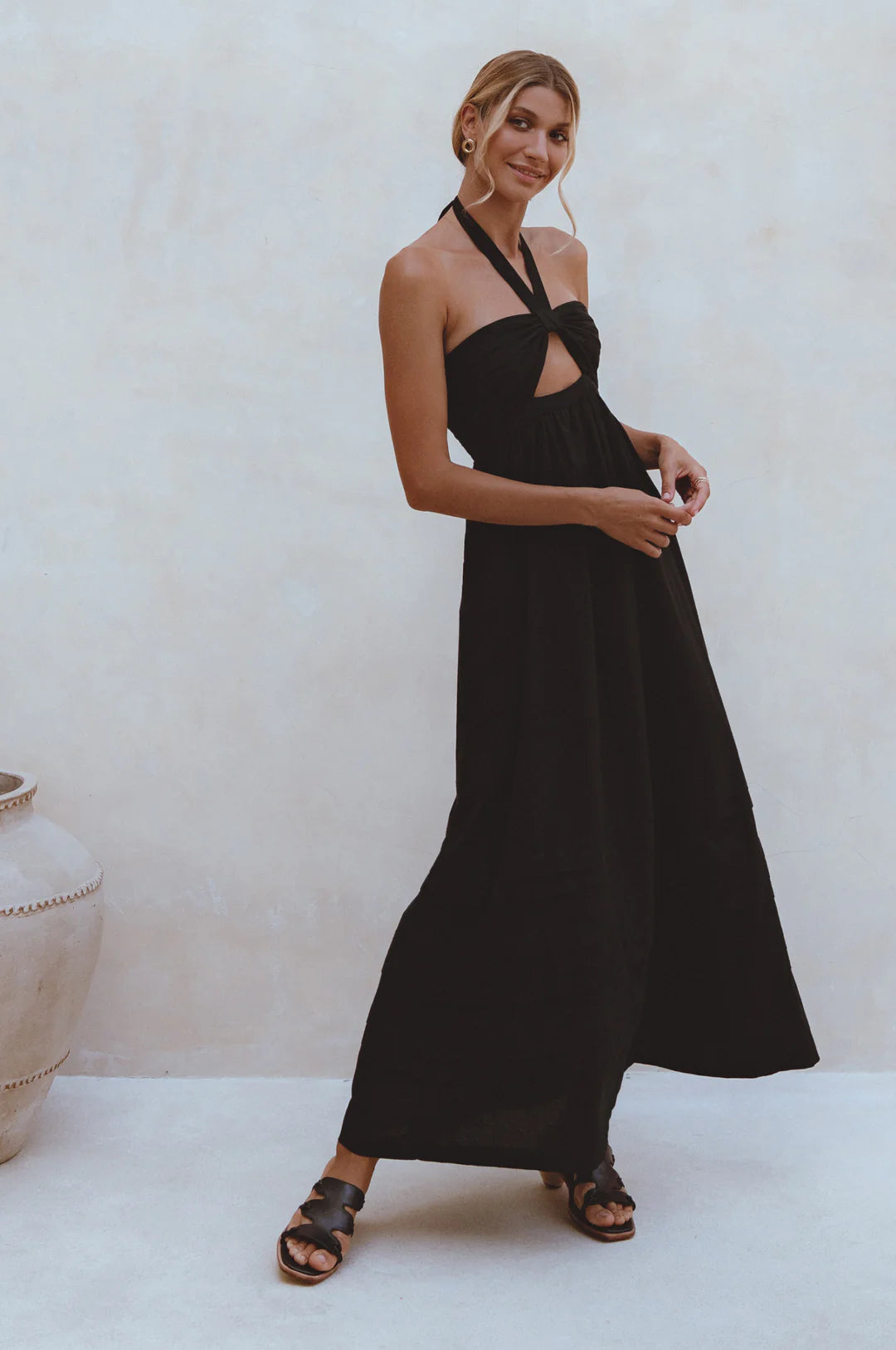 Penelope Halter Maxi Dress in Black