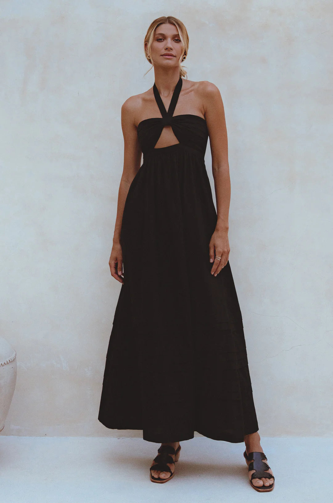 Penelope Halter Maxi Dress in Black