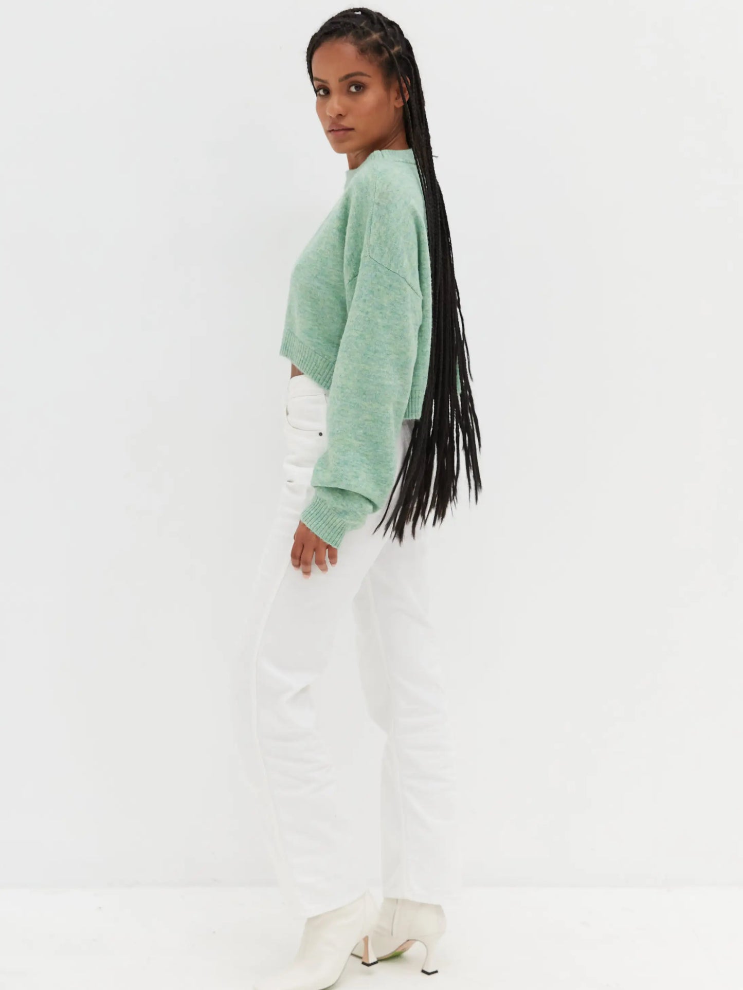 The Honeydew Melange Sweater in Sage