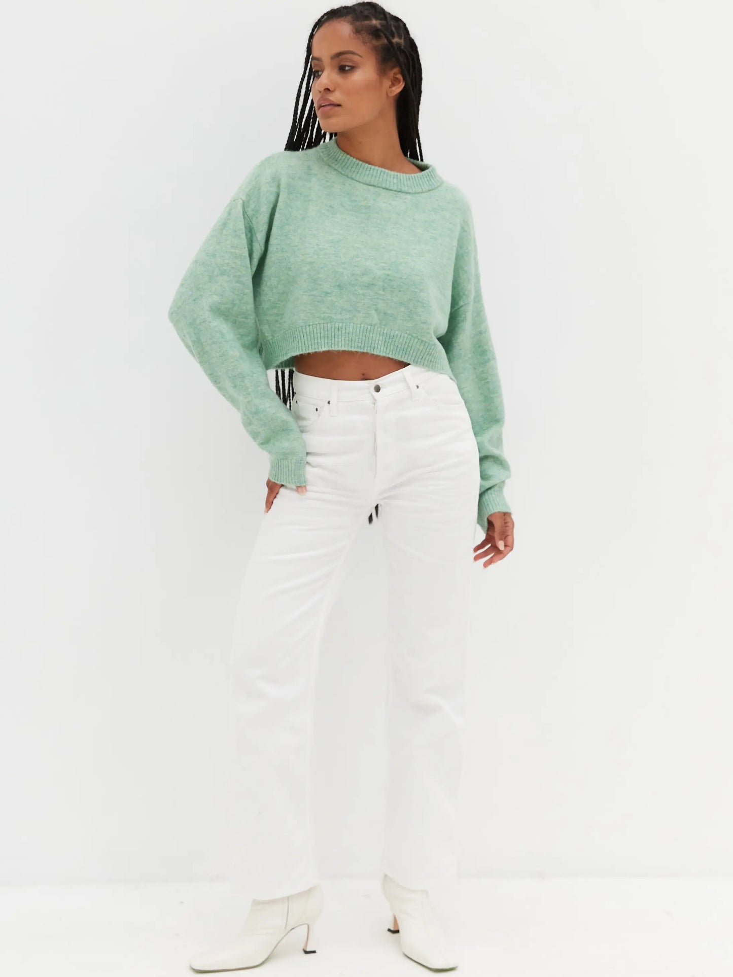 The Honeydew Melange Sweater in Sage