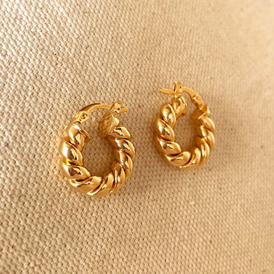 Twisted Croissant Hoops 18k Gold Filled