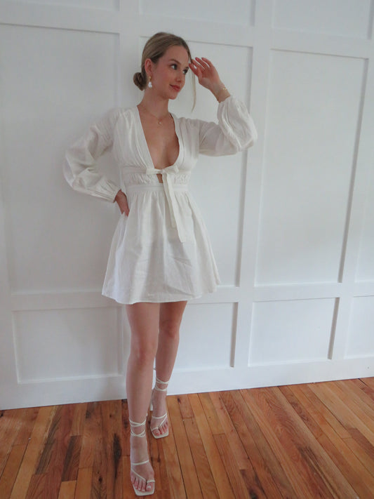 Said Yes Long Sleeve Dress in White