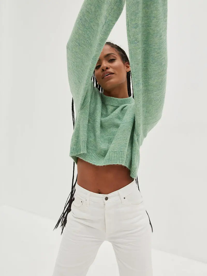 The Honeydew Melange Sweater in Sage