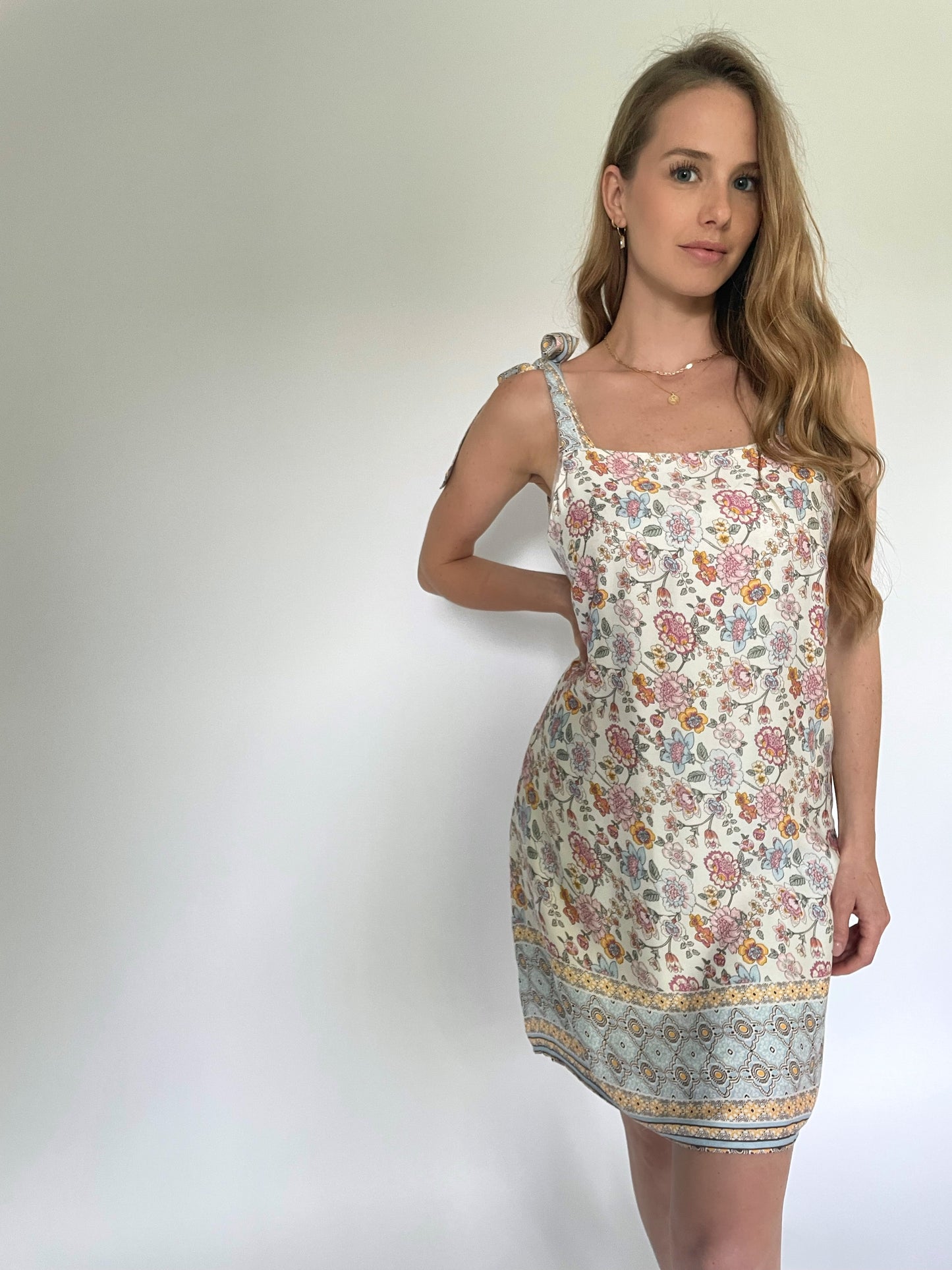 Lulu Floral Slip Dress in Natural Pink